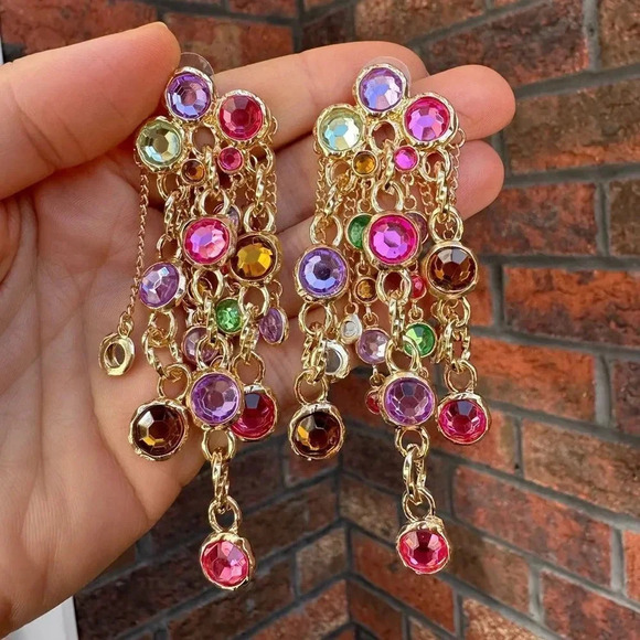 ZARA MULTI-COLOR WATERFALL EARRINGS - Picture 11 of 15